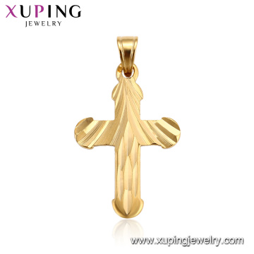 33400 xuping jóias novo design simples 24 K banhado a ouro cristianismo pingente de cruz